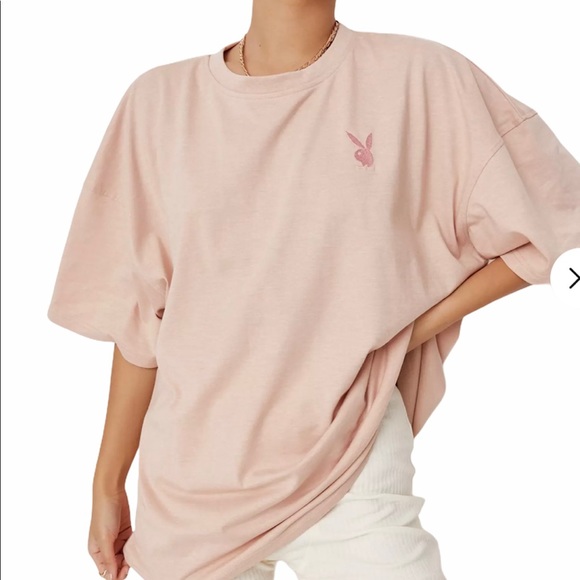 Playboy Blush Logo Oversized T-Shirt NWT - Picture 2 of 5